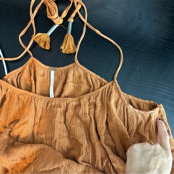 Free People Back To You Midi gauze Dress Rust Orange Oversized XS - Picture 8 of 9